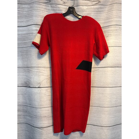 Vintage Steve Fabrikant Red Knit Dress & Cardigan Set Size Petite - Picture 4 of 7
